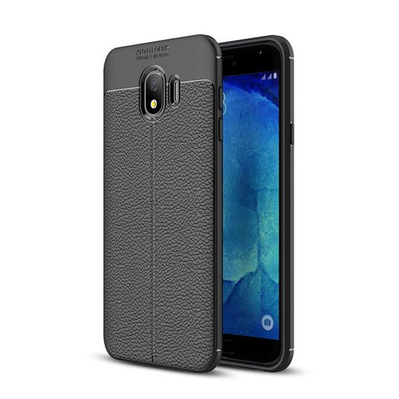 Samsung Galaxy J4      Leather Texture Case    Black