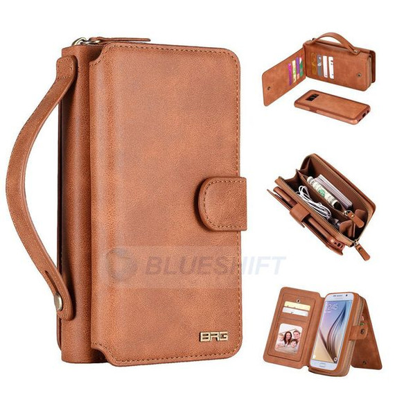 Samsung Galaxy S6      Deluxe Zipper Case    Brown