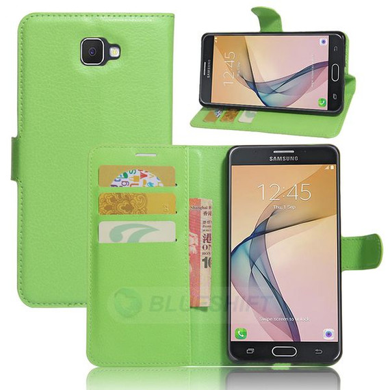 Galaxy J7 Prime      Pu Wallet Case    [Green]