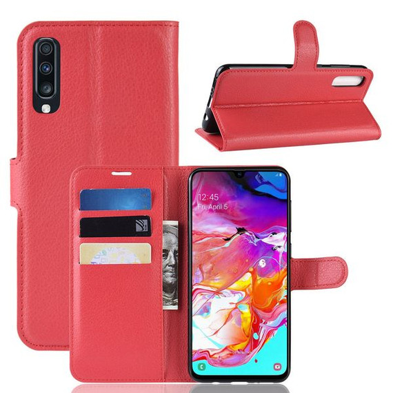 Galaxy A70      Pu Wallet Case    [Red]