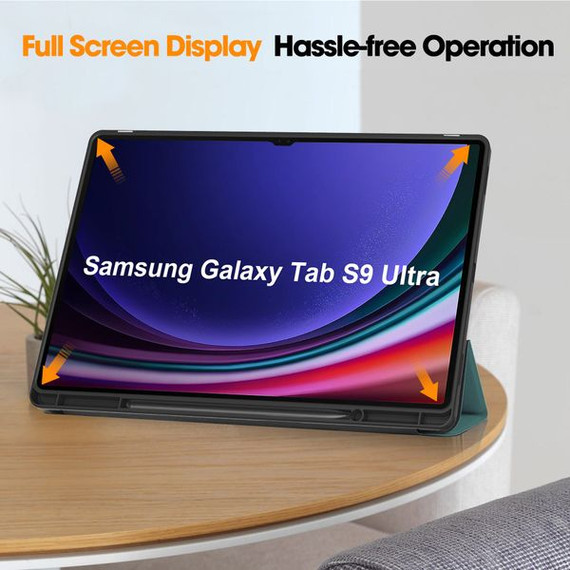 Samsung Galaxy Tab S9 Ultra X910 Tri-Fold PU Case Teal Samsung Galaxy Tab S9 Ultra X910 Tri-Fold PU Case Teal