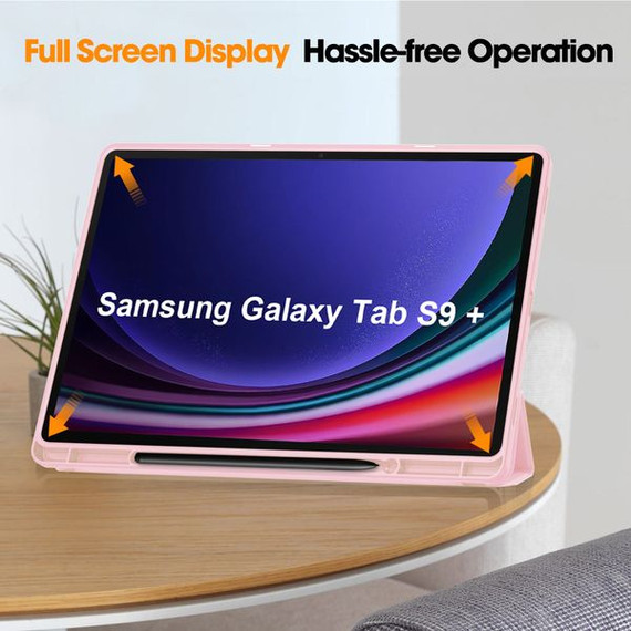 Samsung Galaxy Tab S9+ X810    Tri-Fold PU Case    Pink
