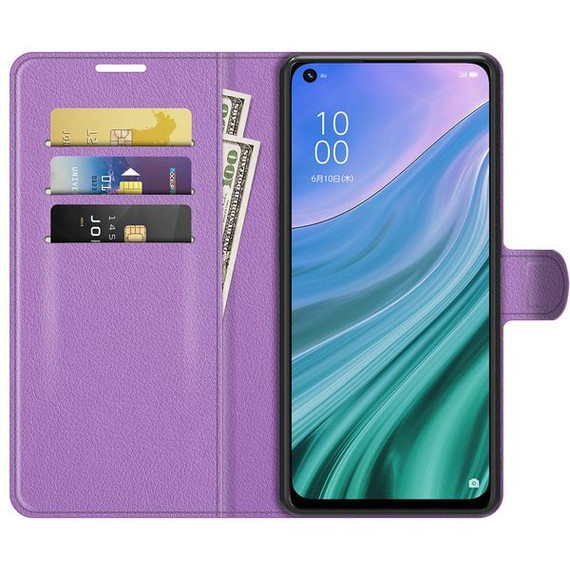 Oppo A74 5G      Pu Wallet Case    [Purple]