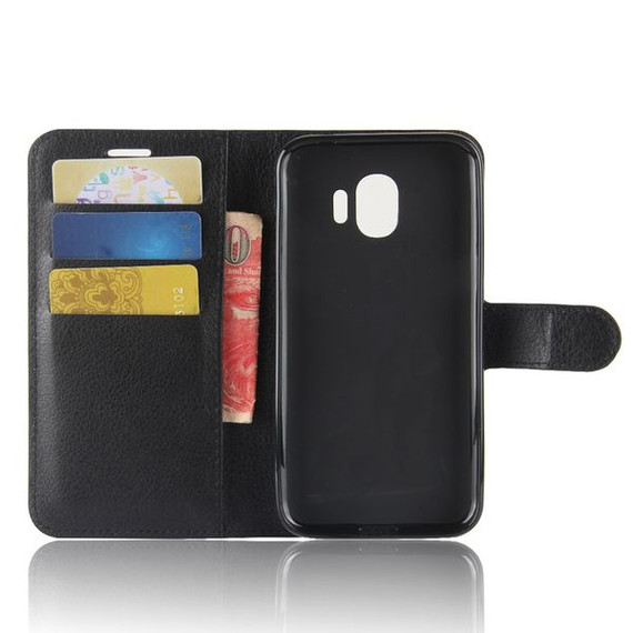 Galaxy J2 Core      Pu Wallet Case    [Black]