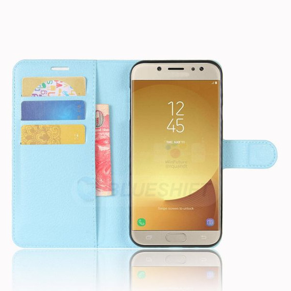 Galaxy J7 Pro/J7 2017      Pu Wallet Case    [Lightblue]