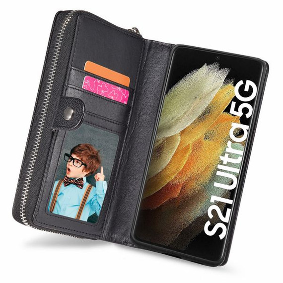 Samsung Galaxy S21 Ultra      Zipper Wallet Case    Black
