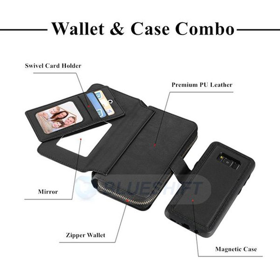 Samsung Galaxy S8      Deluxe Zipper Case    Black