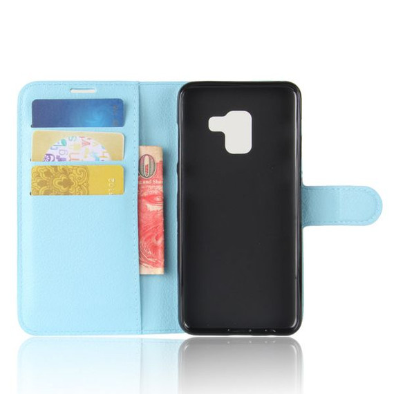Galaxy A8 Plus 2018      Pu Wallet Case    [Lightblue]