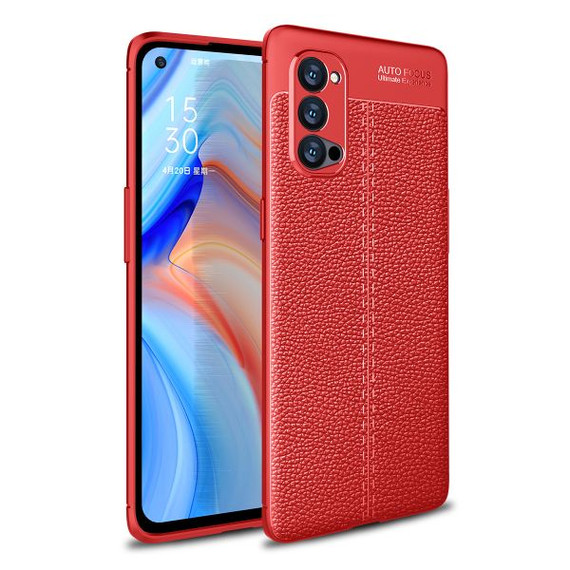 OPPO Reno4 Pro 5G Leather Texture Case Red OPPO Reno4 Pro 5G Leather Texture Case Red