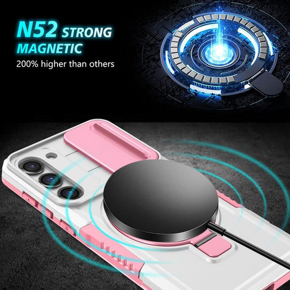 Samsung Galaxy S23 Magsafe Sliding Cover Case PinkWhite Samsung Galaxy S23 Magsafe Sliding Cover Case PinkWhite