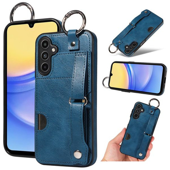 Samsung Galaxy A15 Hand Strap PU Card Case Navy Samsung Galaxy A15 Hand Strap PU Card Case Navy