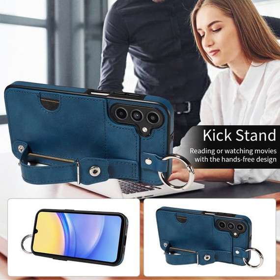 Samsung Galaxy A15      Hand Strap PU Card Case    Navy