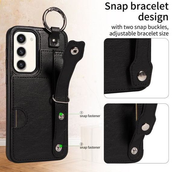Samsung Galaxy S23+ Hand Strap PU Card Case Black Samsung Galaxy S23+ Hand Strap PU Card Case Black
