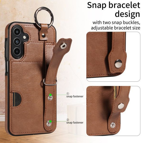 Samsung Galaxy A15      Hand Strap PU Card Case    Brown