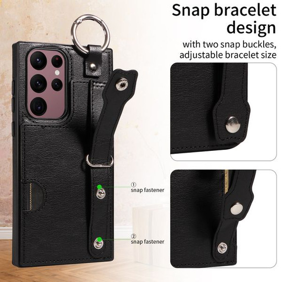 Samsung Galaxy S22 Ultra      Hand Strap PU Card Case    Black