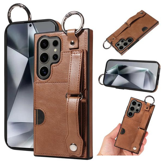 Samsung Galaxy S24 Ultra      Hand Strap PU Card Case    Brown