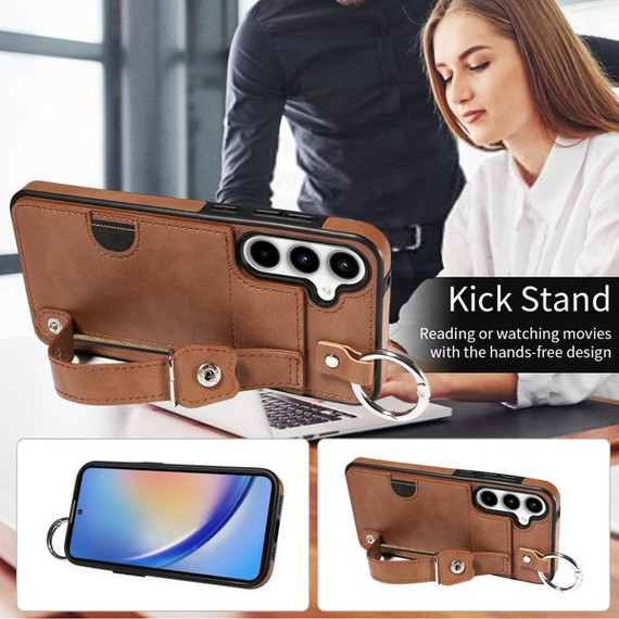 Samsung Galaxy A35 5G      Hand Strap PU Card Case    Brown
