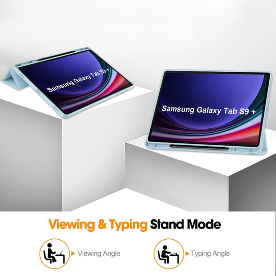 Samsung Galaxy Tab S9+ X810    Tri-Fold PU Case    LightBlue