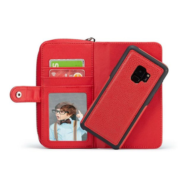 Samsung Galaxy S9      Zipper Wallet Case    Red
