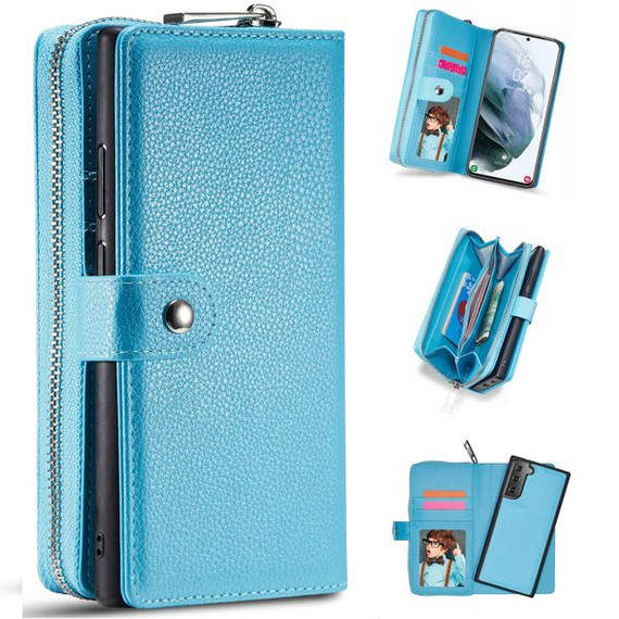 Samsung Galaxy S21 Plus      Zipper Wallet Case    LightBlue