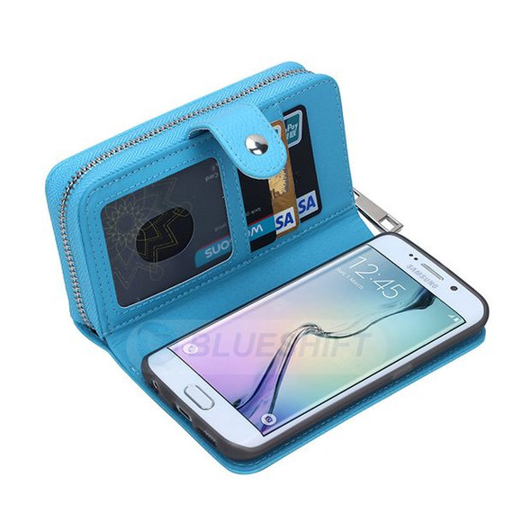 Samsung Galaxy S6 Edge      Zipper Wallet Case    LightBlue