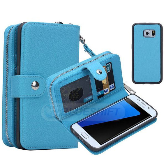 Samsung Galaxy S7 Edge      Zipper Wallet Case    LightBlue