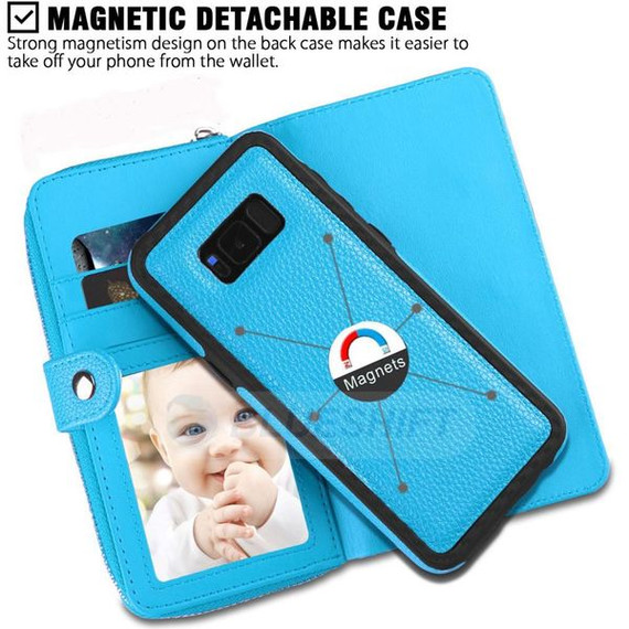 Samsung Galaxy S8 Plus Zipper Wallet Case LightBlue Samsung Galaxy S8 Plus Zipper Wallet Case LightBlue
