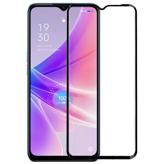 OPPO A77 5G Case Premium Full Cover Glass Screen Protector Black