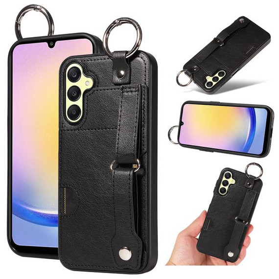 Samsung Galaxy A25 5G      Hand Strap PU Card Case    Black