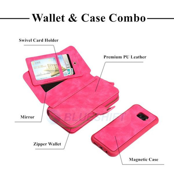 Samsung Galaxy S6 Edge Plus      Deluxe Zipper Case    Rose