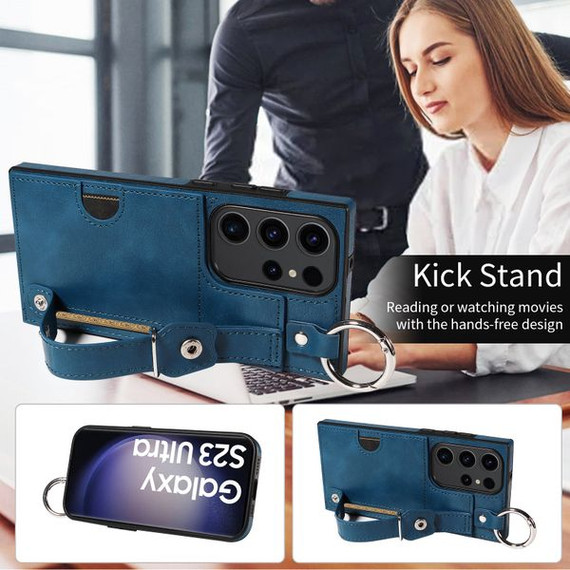 Samsung Galaxy S23 Ultra      Hand Strap PU Card Case    Navy