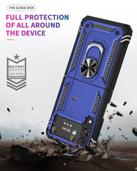 Samsung Galaxy Z Flip4 5G      Military Armour Ring Case    Navy