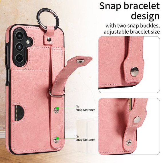Samsung Galaxy A15 Hand Strap PU Card Case Pink Samsung Galaxy A15 Hand Strap PU Card Case Pink