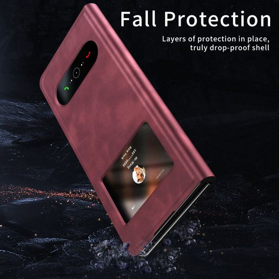 Samsung Galaxy Z Fold5 5G      PU Leather Case    Maroon