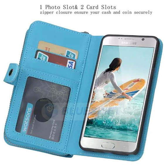 Samsung Galaxy S6      Zipper Wallet Case    LightBlue