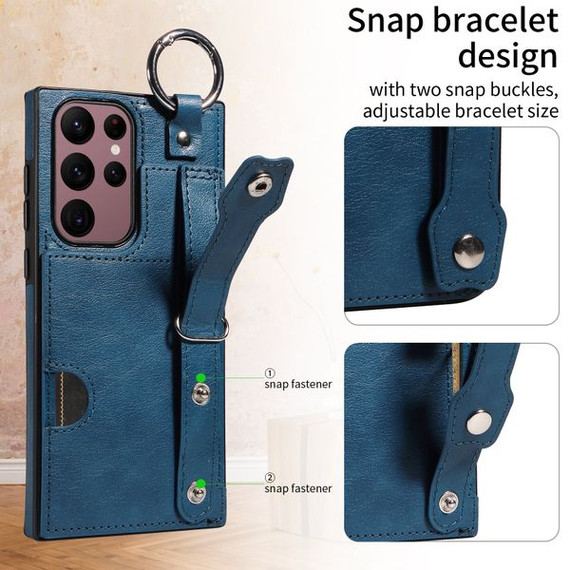 Samsung Galaxy S22 Ultra      Hand Strap PU Card Case    Navy