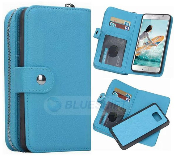 Samsung Galaxy Note 5      Zipper Wallet Case    LightBlue