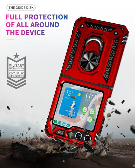 Samsung Galaxy Z Flip5 5G      Military Armour Ring Case    Red
