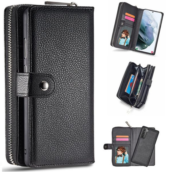 Samsung Galaxy S21      Zipper Wallet Case    Black