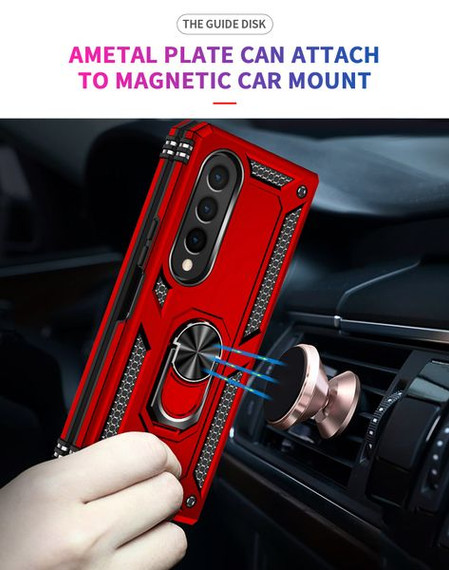 Samsung Galaxy Z Fold4 5G      Military Armour Ring Case    Red