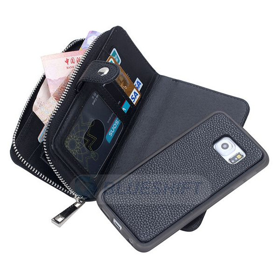 Samsung Galaxy S6 Edge      Zipper Wallet Case    Black