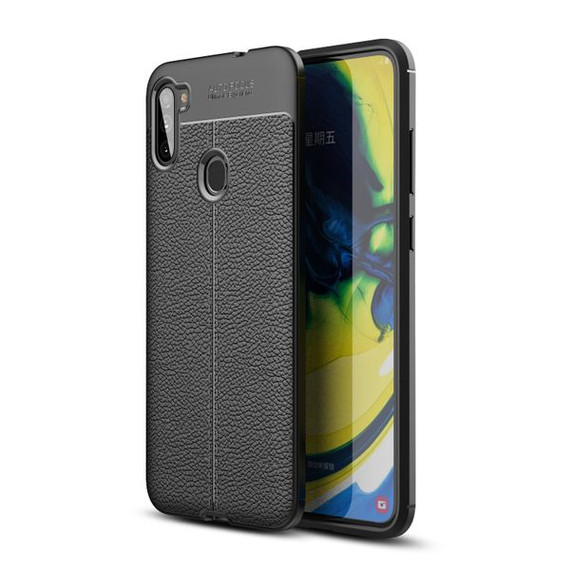 Samsung Galaxy A11      Leather Texture Case    Black