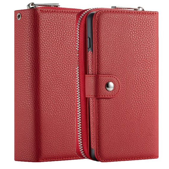 Samsung Galaxy S10      Zipper Wallet Case    Red