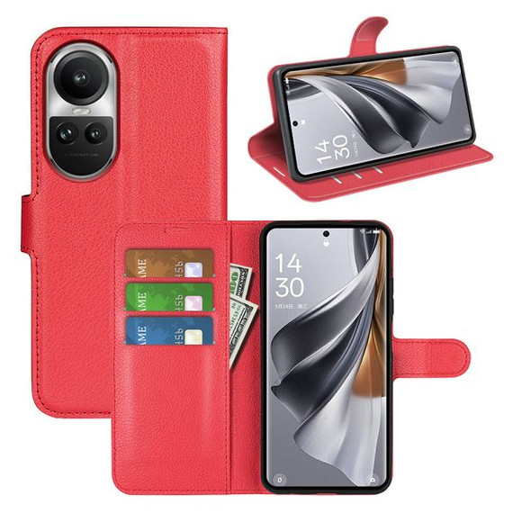 Oppo Reno 10 Pro 5G      Pu Wallet Case    [Red]