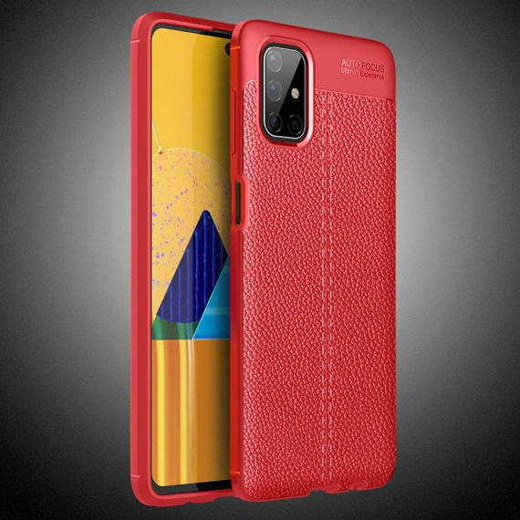 Samsung Galaxy M51      Leather Texture Case    Red