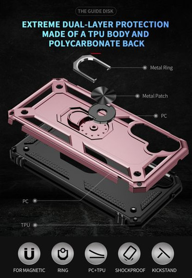 Samsung Galaxy S23 FE      Military Armour Ring Case    RoseGold
