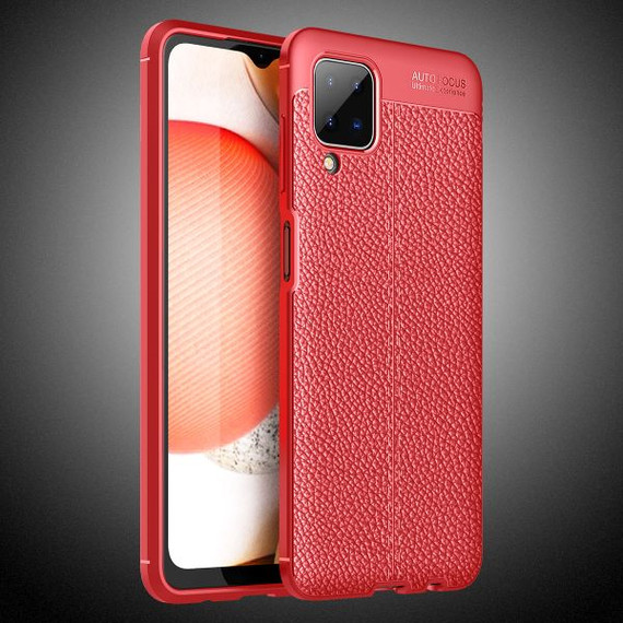 Samsung Galaxy A12      Leather Texture Case    Red