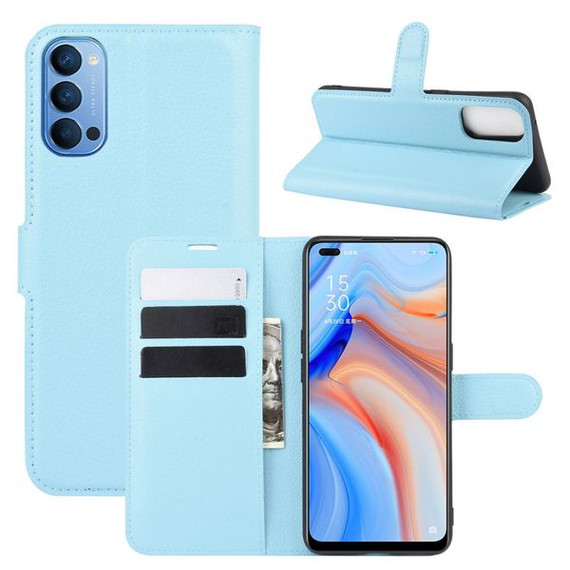 Oppo Reno4 5G      Pu Wallet Case    [Lightblue]