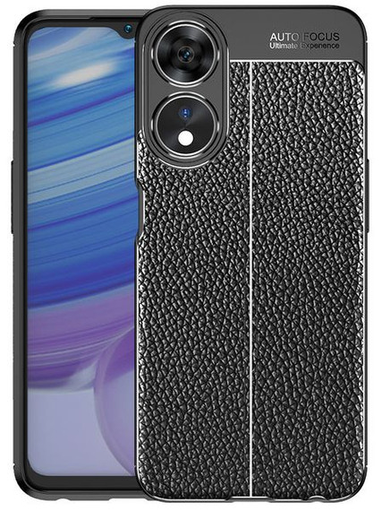 OPPO A78 5G Leather Texture Case Black