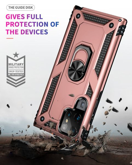Samsung Galaxy S22 Ultra      Military Armour Ring Case    RoseGold